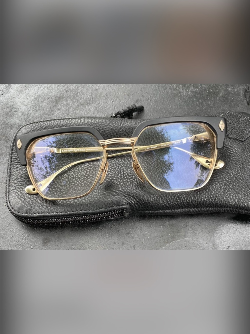 Chrome Hearts LGMA Black & Gold Glasses with 18K Marked Hardware